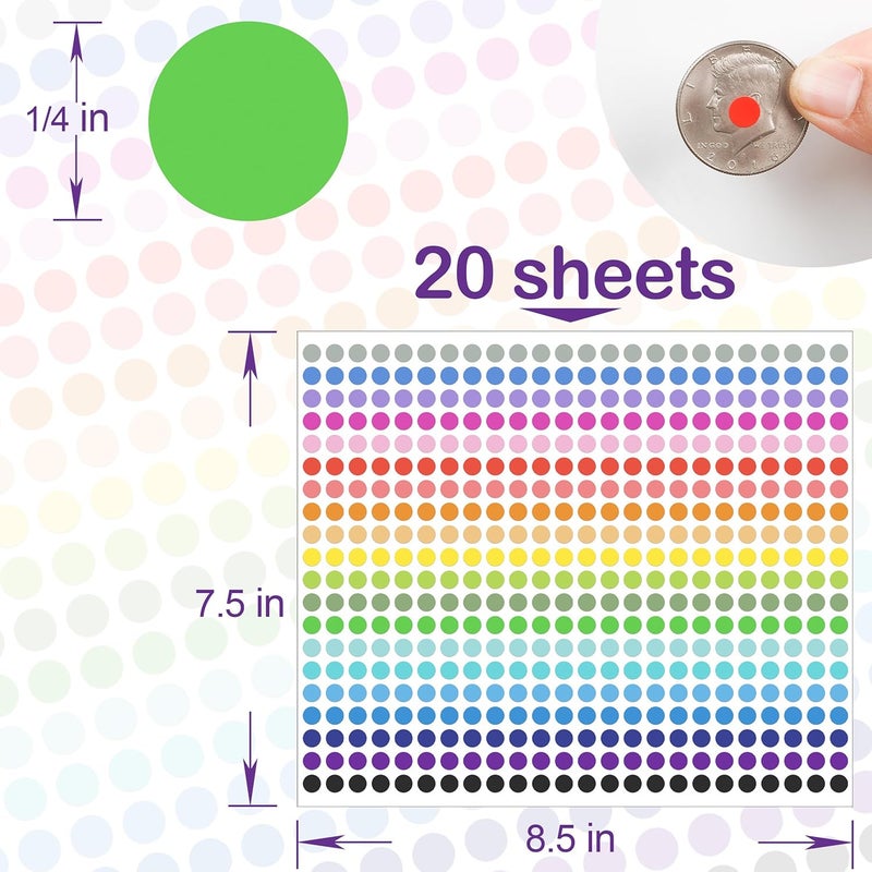 YSHIHE 10000 PCS Small Dot Stickers 1/4" Round Color Coding Labels Circle Dot Stickers Label Sticker in 20 Colors for Office,Classroom - Image 3